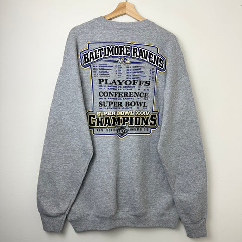 2001 Baltimore Ravens Super Bowl Schedule Crewneck