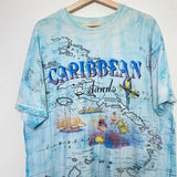 1992 Vintage All Over Print Caribbean Islands Map Tee