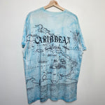 1992 Vintage All Over Print Caribbean Islands Map Tee