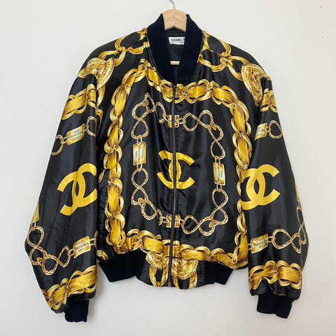 1980s Vintage Chanel Chain Bomber Jacket New Geezer